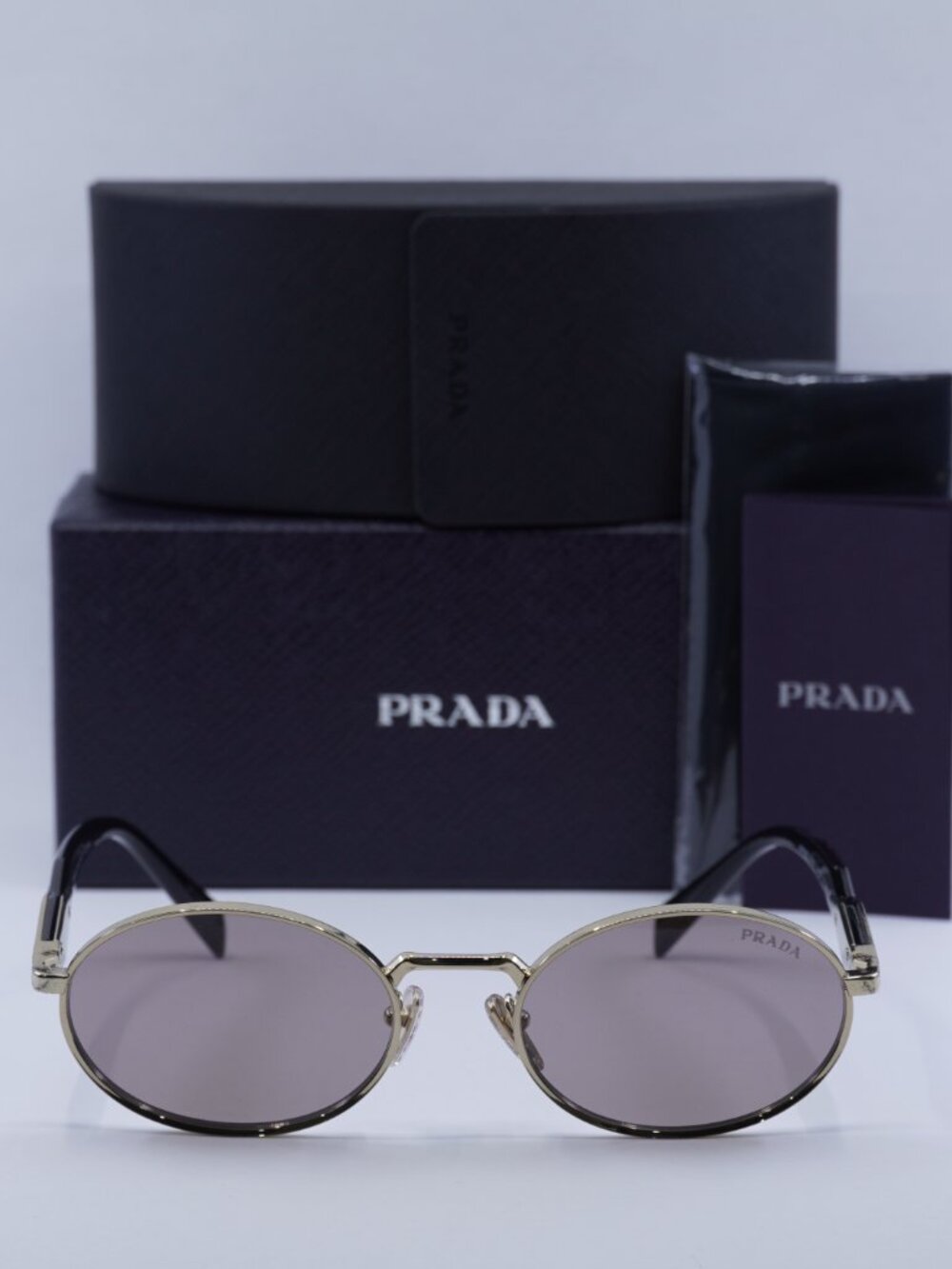 Prada PR65ZS ZVN20I Oval Sunglasses – Pale Gold\Light Purple Brown - Picture 2 of 12
